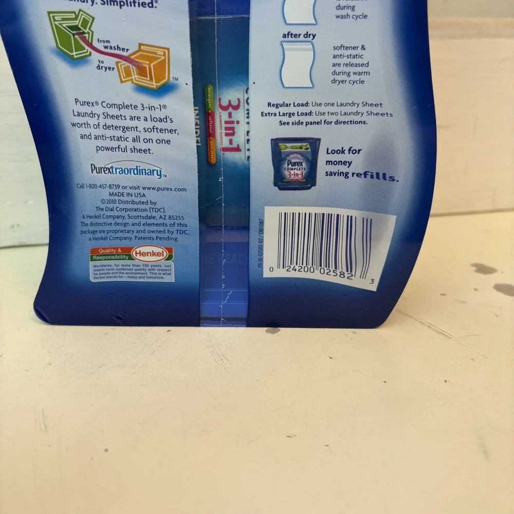 Purex Complete 3-in-1 Laundry Sheets Dispenser 20 Loads HTF Spring Oasis NOS NEW